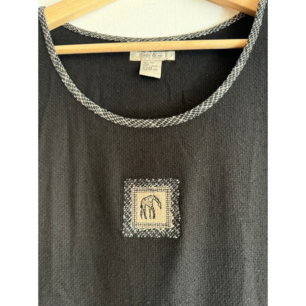 Natalie & Me Weekend Dress Sleeveless Maxi Safari patch 100% Silk tie back L - Picture 4 of 9